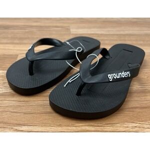 Earthing Grounders Grounding Flip Flops Black Sandals Women's Size 6 NEW